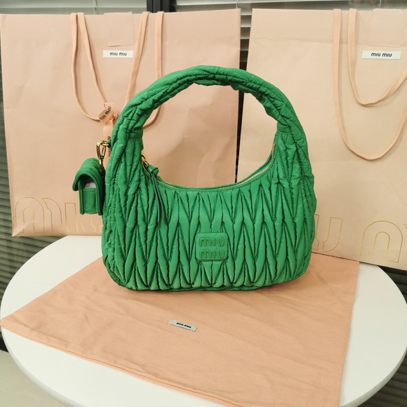 Miu Miu Vibrant Green Quilted Tote - Picture 1 of 9